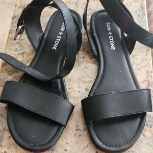 Sun + Stone Black Slide Sandals Minimalist Design